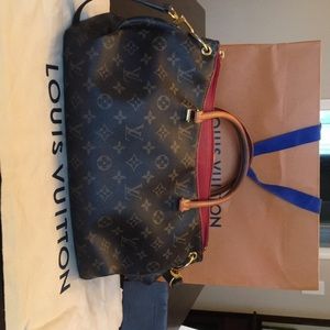 Louis Vuitton Monogram Red Pallas Tote W/Strap